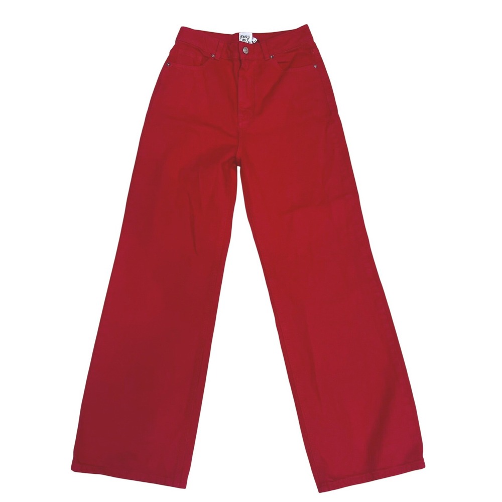 Princess Polly NWT Denver‎ Denim Jeans Red High Rise Wide Leg US
